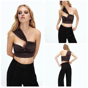 Brown One-Shoulder Women's Top